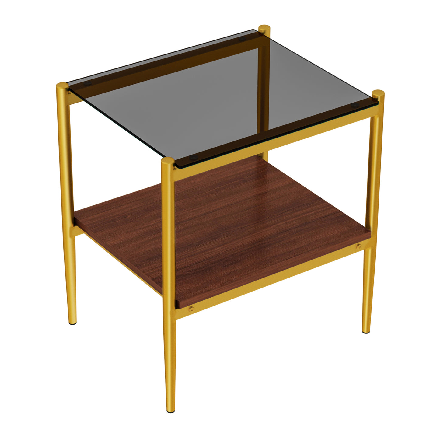 Langston Modern Side Tables with Glass Top (Set of 2)