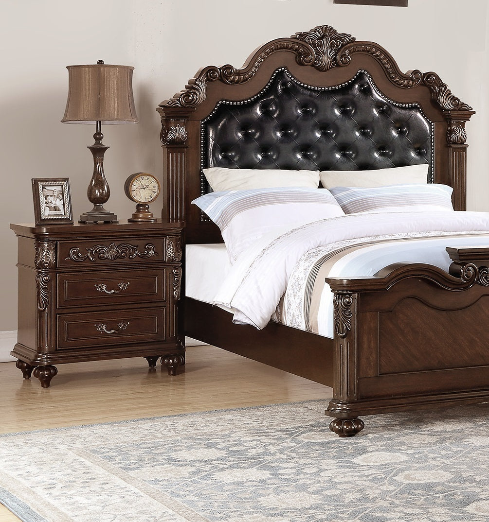Hayes Traditional Antique Walnut Nightstand with Hanging Pulls