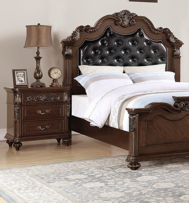 Hayes Traditional Antique Walnut Nightstand with Hanging Pulls