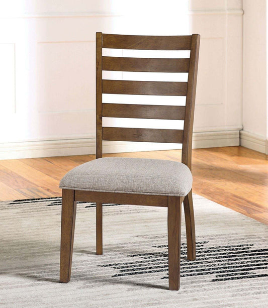 Grace Transitional Side Chairs with Light Gray Linen Seat Set of 2 Walnut