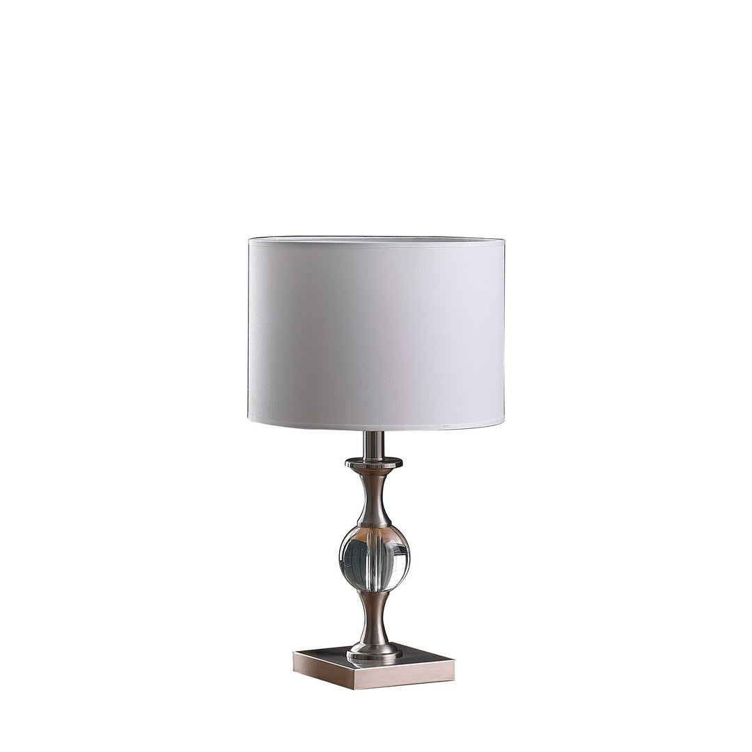 California Home - 19.75' Satin Nickel Solid Crystal Orb Metal Table Lamp in Silver
