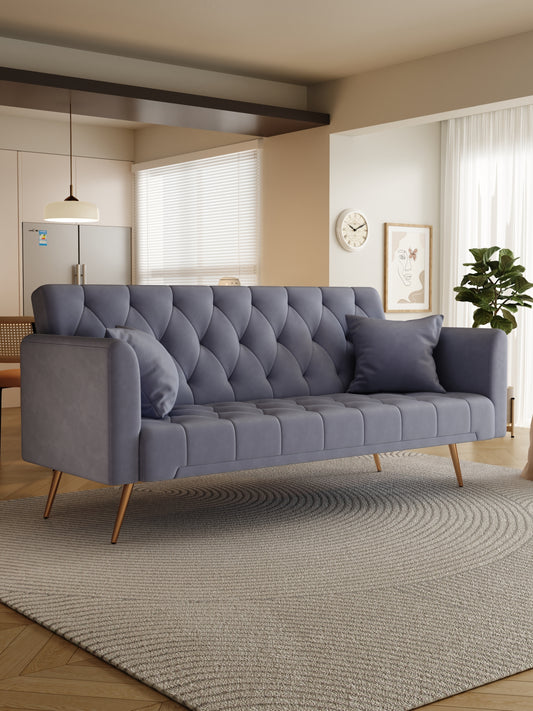 Abigail Mid-Century Modern Velvet Sofa Bed - Gray