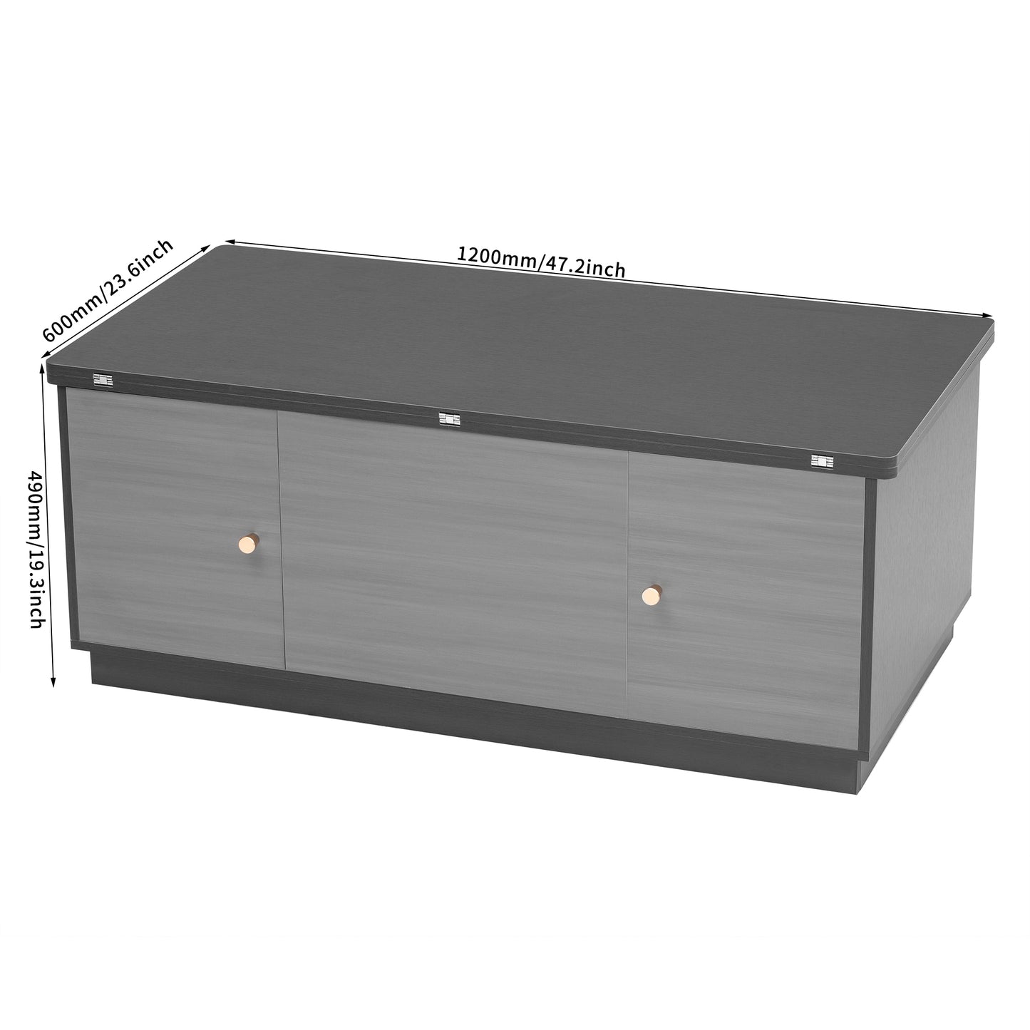 Thatcher Modern Gray Multi-functional Rectangle Lift-top Coffee Table Extendable with Storage