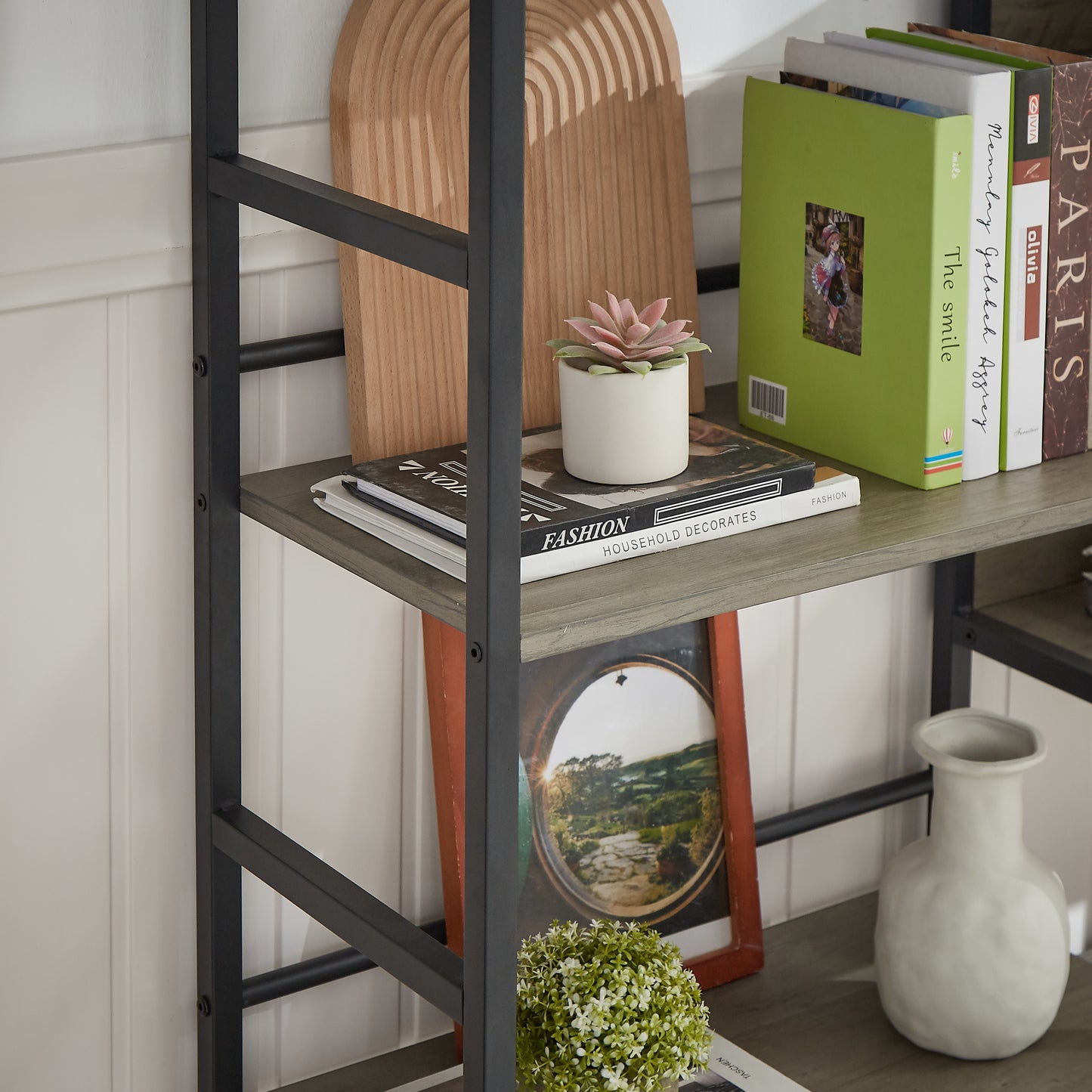 Triple Wide 5-shelf Bookshelves, Gray