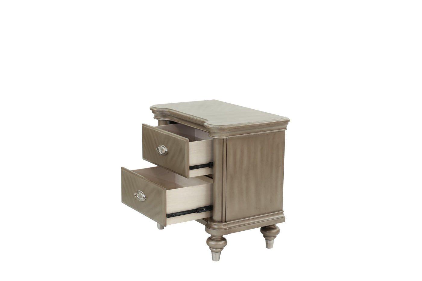 Ava Antique Silver / Champagne Finish Nightstand