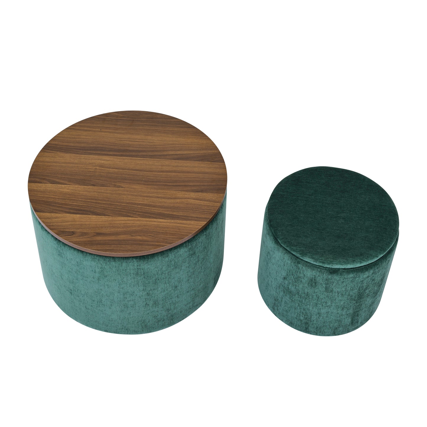 Fenwick 2PC Chenille Storage Ottoman Set, Green