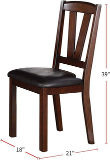 Lester Solid Wood Side Chairs in Dark Walnut with Espresso Leatherette Seats Set of 2