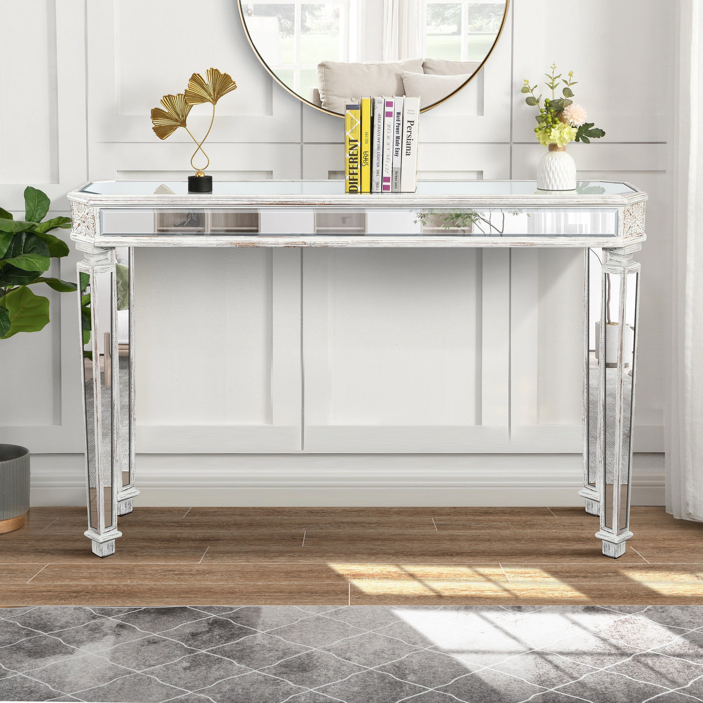 Avelina Contemporary Mirrored Console Table