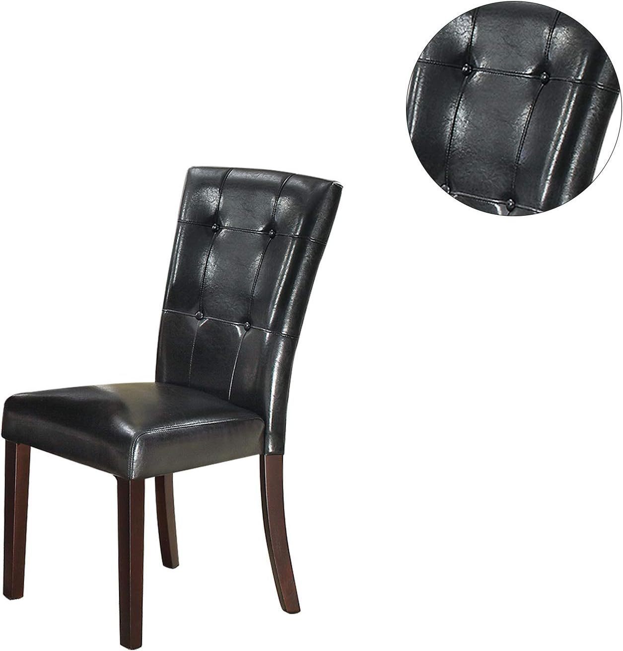 Bali Contemporary Leatherette Parson Chairs (Set of 2) - Black