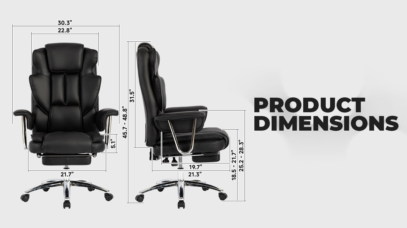 Marg Big & Tall PU Leather Executive Office Chair, Black