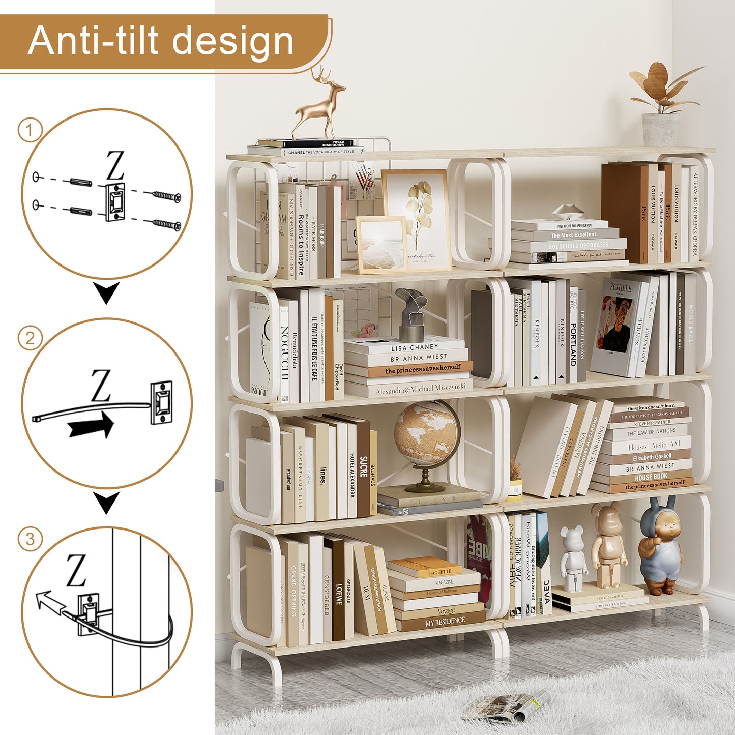 5 Tier Large Book Shelf, White