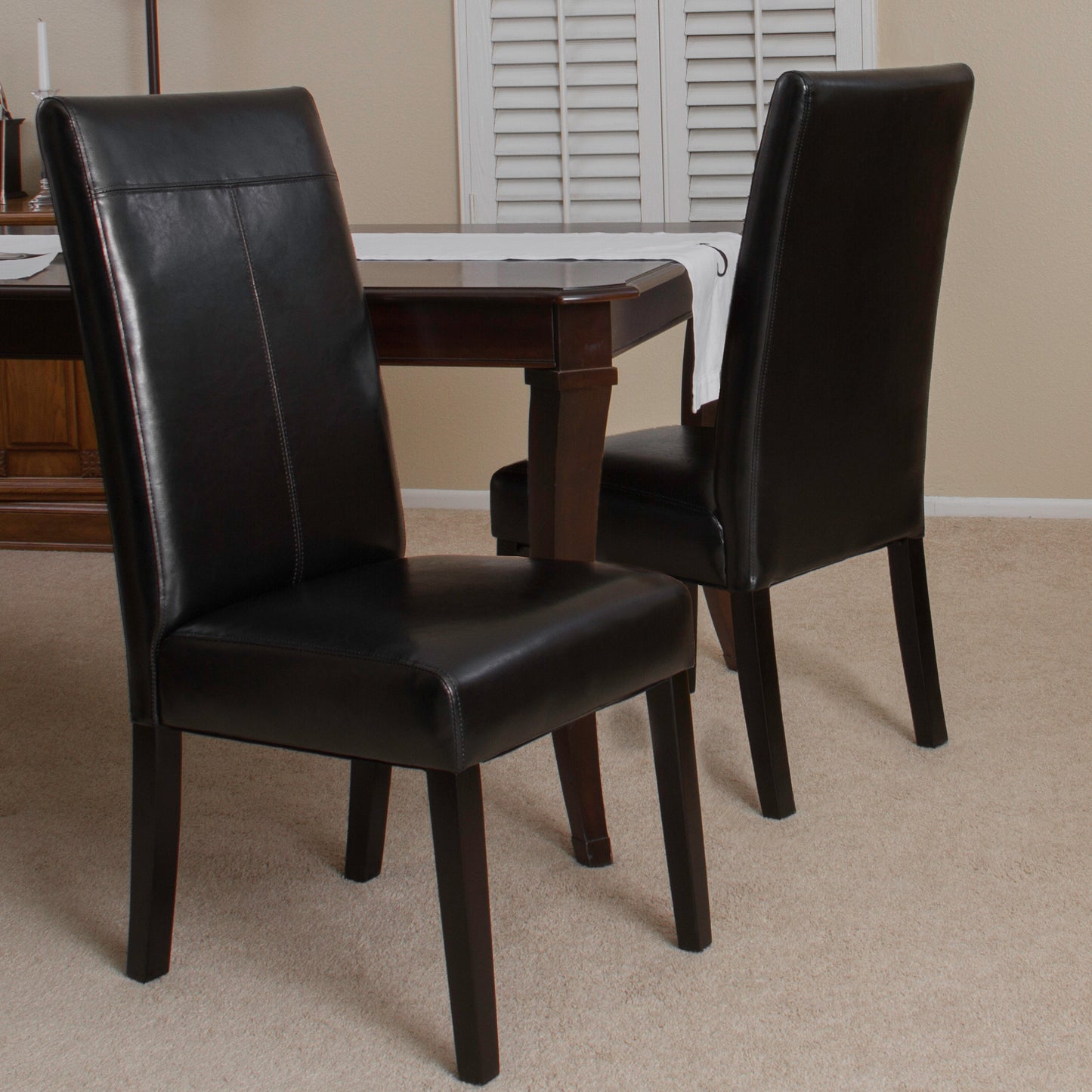 Hanford Modern PU Leather Side Chairs (Set of 2) Black