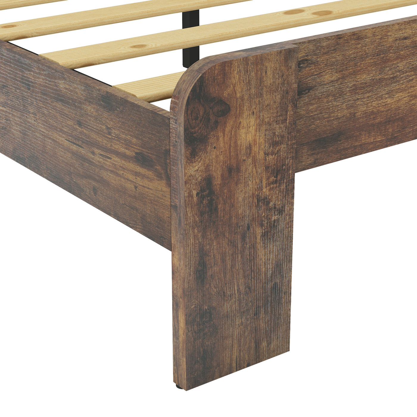Vespera Rustic Queen Wooden Platform Bed in Dark Brown