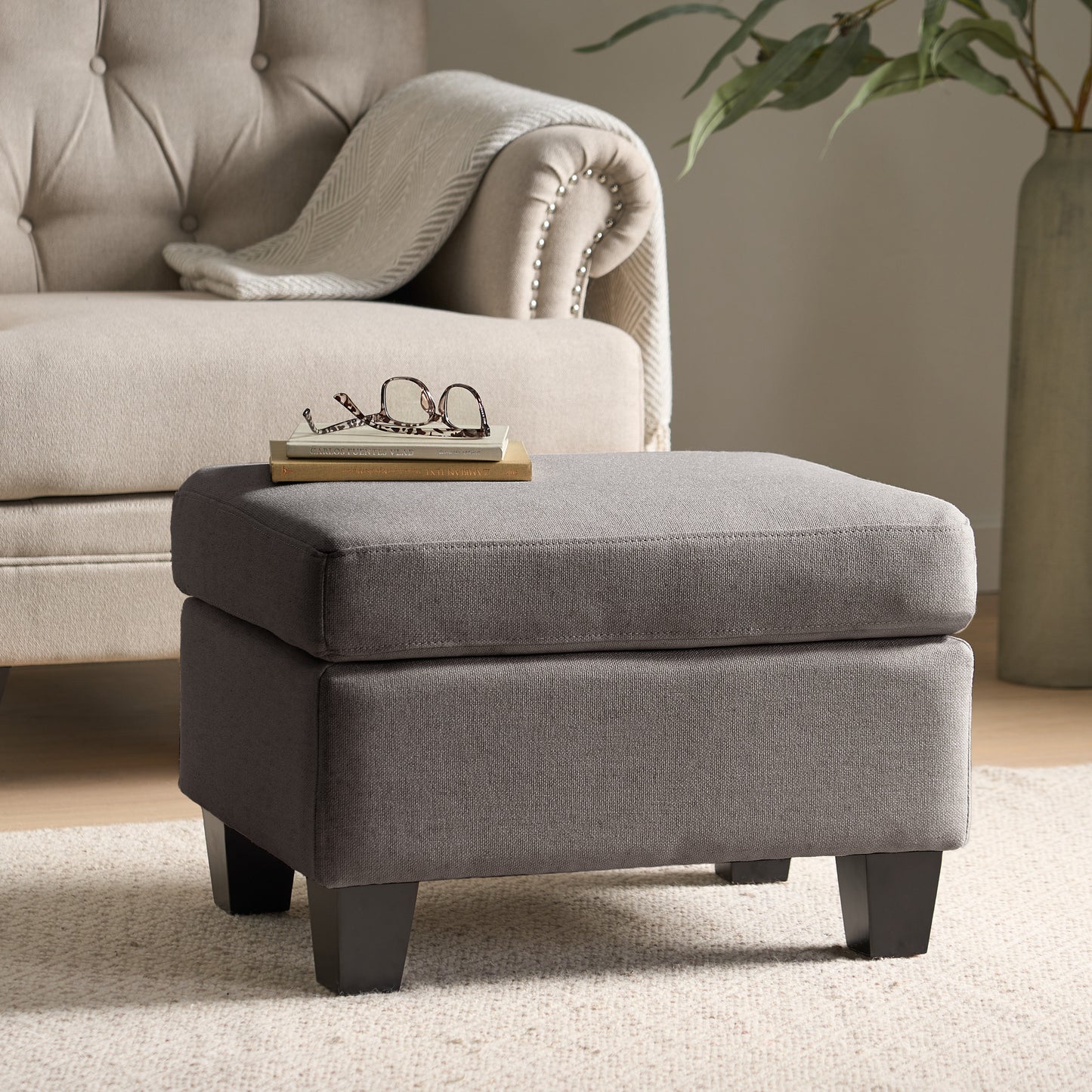 Springfield Upholstered Ottoman, Gray