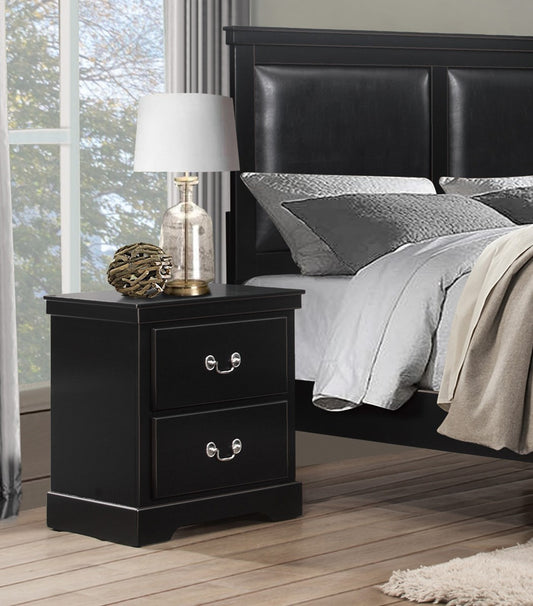 Marshall Traditional 2-Drawers Nightstand, Black