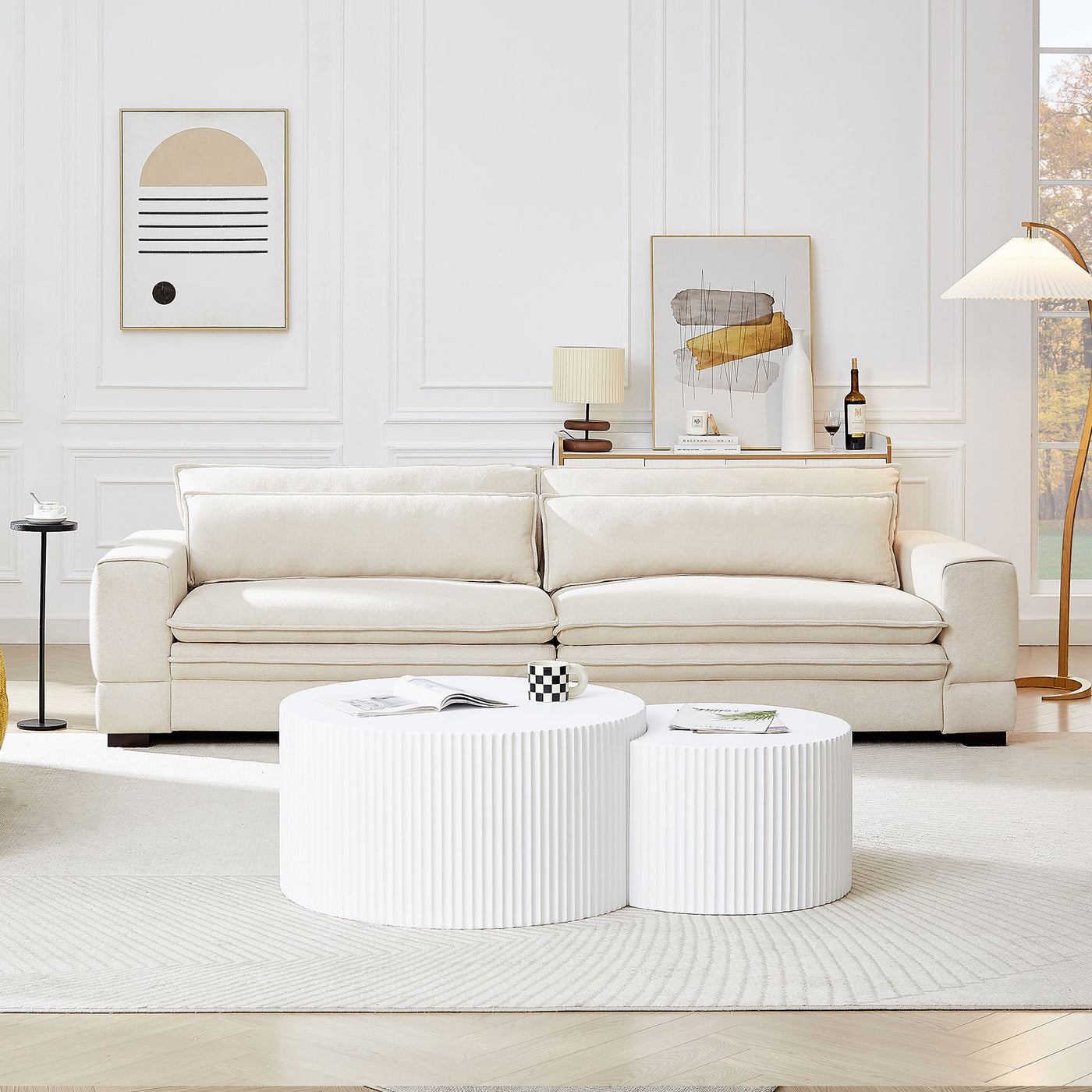 Vesgantti 105" Mid-Century Modern Sofa, Beige