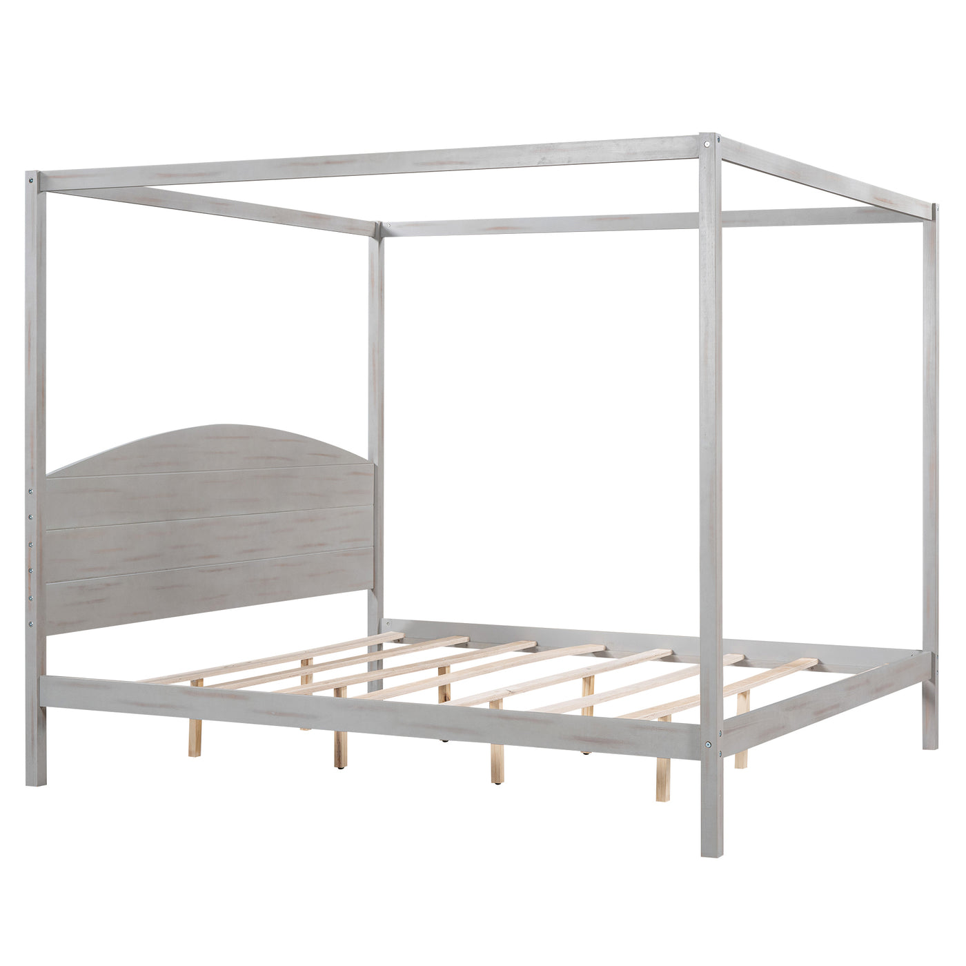 Frances King Size Canopy Bed in Gray Wash