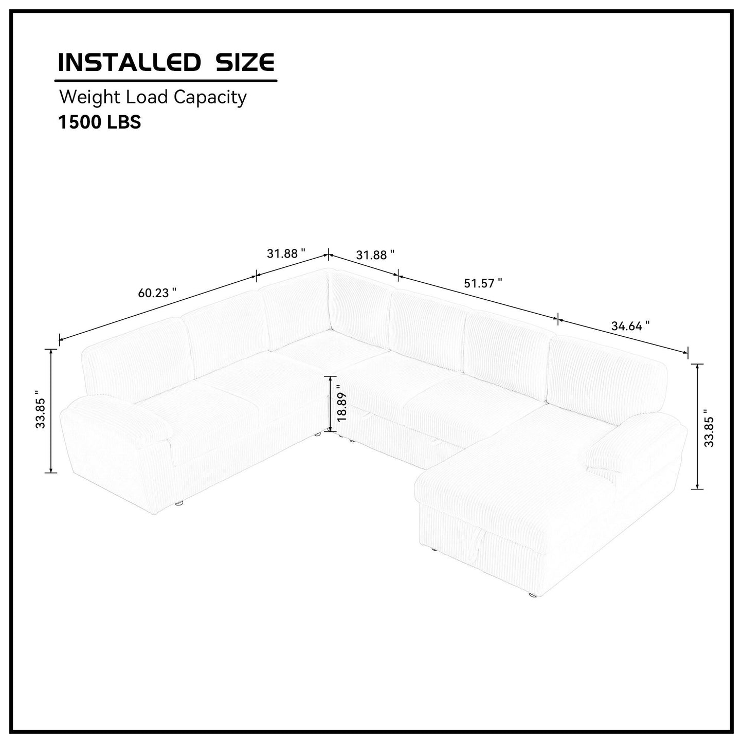 Lorcan Modern Oversize Corduroy Sleeper Sectional, White