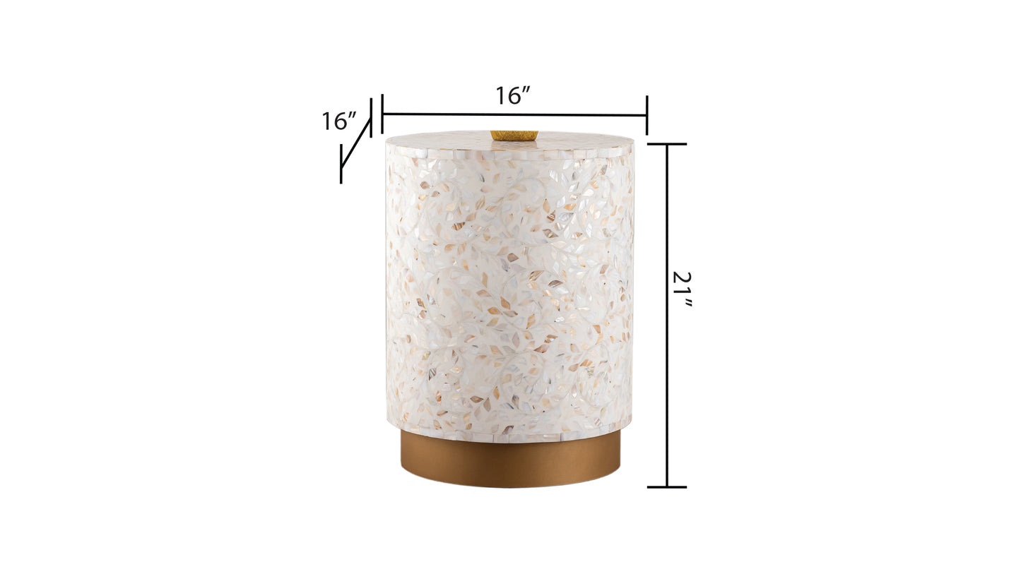 Stella Solid Wood Luxury End Table, Ivory