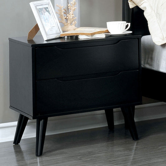 Lennart Black Finish Mid-Century Modern Nightstand
