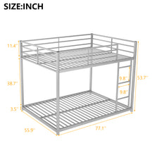 Kenswick Full Over Full Metal Bunk Bed with Built-in Ladder – Silver