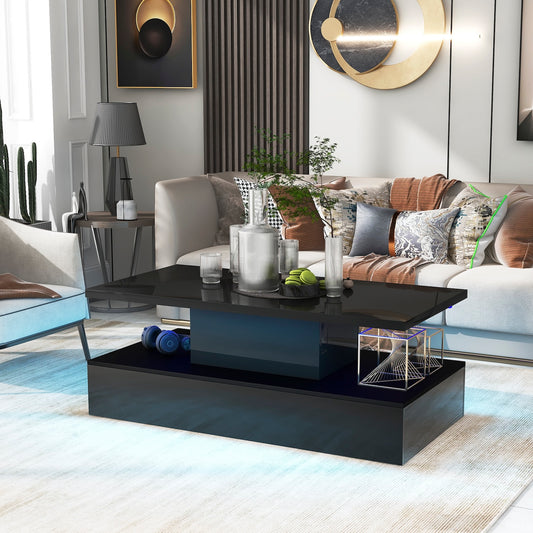 Jasper Modern Rectangular Coffee Table with LED Lights