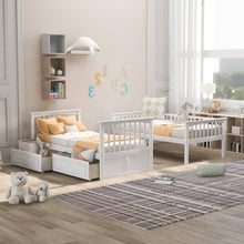 WM Store Convertible Full over Full Bunk Bed with Drawers - White