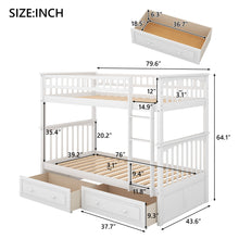 WM Store Convertible Full over Full Bunk Bed with Drawers - White