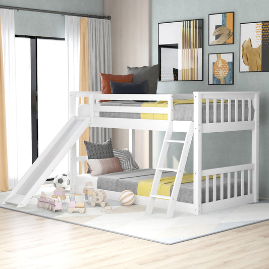 WM Store Full over Full Bunk Bed with Slide - White