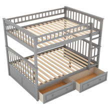WM Store Convertible Full over Full Bunk Bed with Drawers - Gray