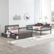WM Store Convertible Full over Full Bunk Bed with Drawers - Gray