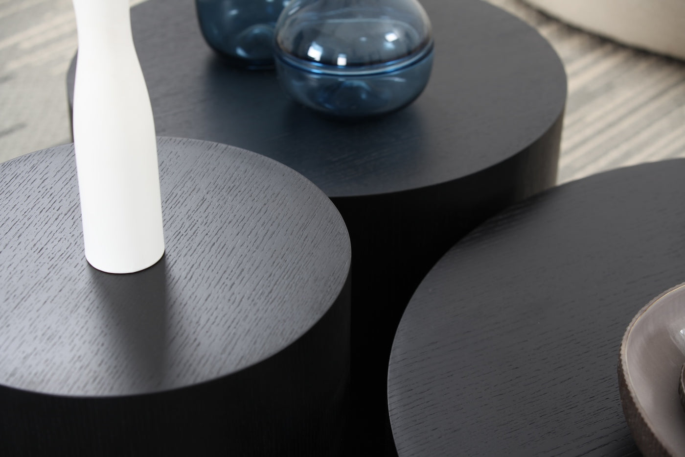Justone Modern 3-Piece Accent Table Set - Black & Gold