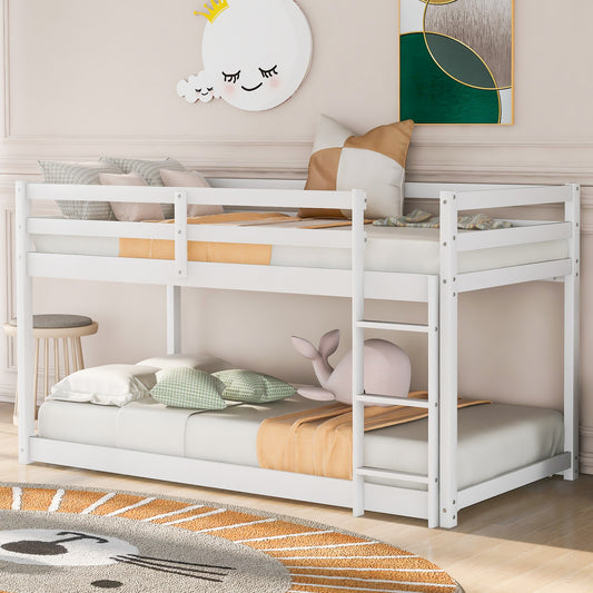 WM Store Twin over Twin Floor Bunk Bed - White