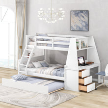 Blaire Twin Over Full Bunk Bed with Desk, Trundle, and Storage
