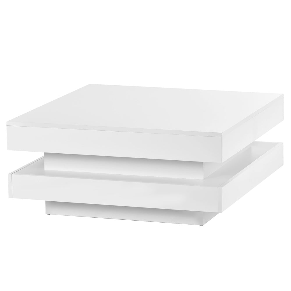 Alexa Modern High Gloss Coffee Table with LED Lights - White