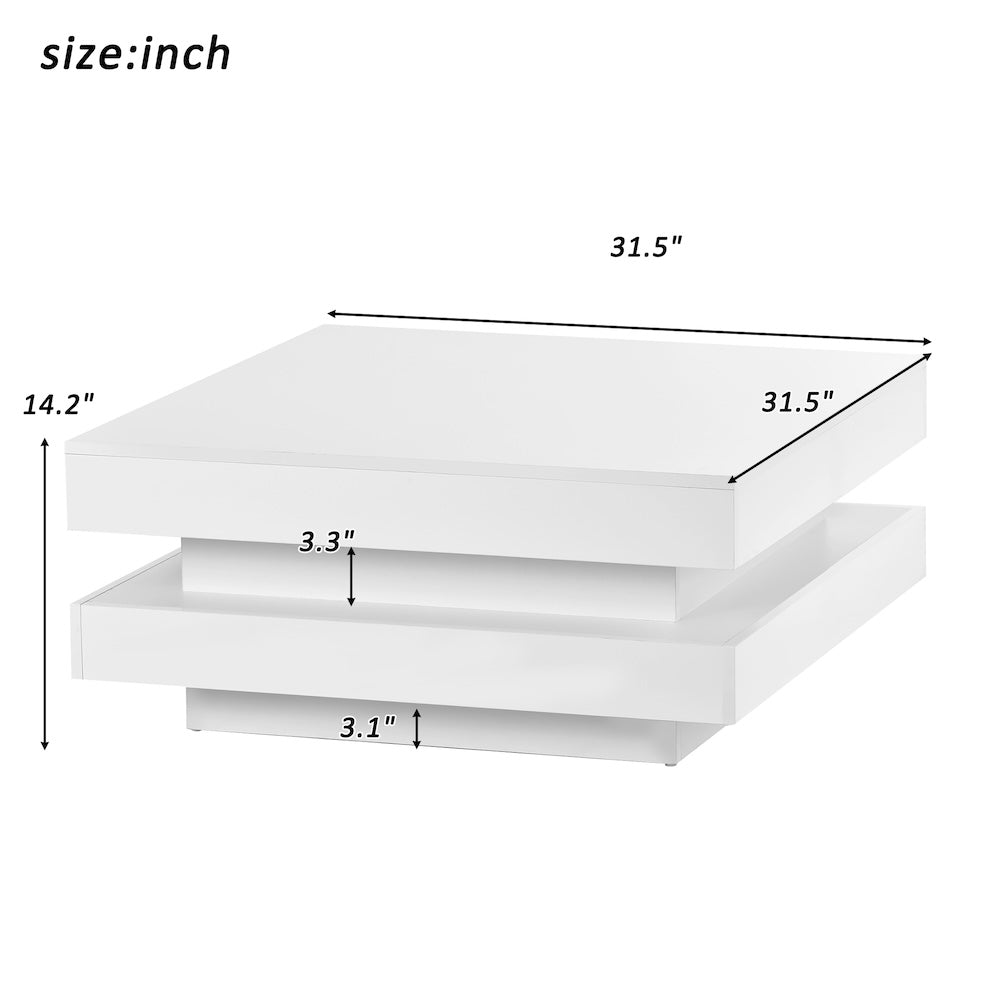 Alexa Modern High Gloss Coffee Table with LED Lights - White