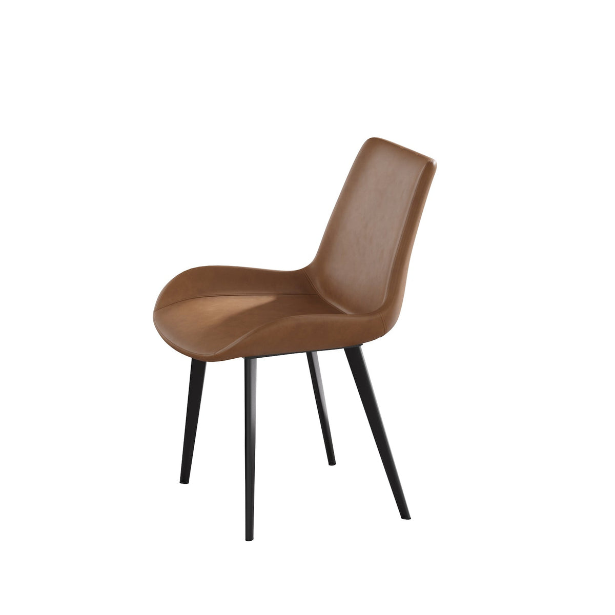 Atunus Modern Leatherette Dining Side Chairs with Black Metal Legs Set of 4 - Brown