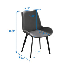 Atunus Modern Leatherette Dining Side Chairs with Black Metal Legs Set of 4 - Gray