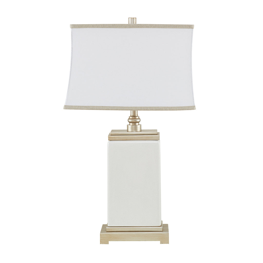 Colette Ceramic Table Lamp - Ivory & Antique Silver