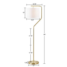 Angular Arched Metal Floor Lamp with White Shade & Gold Base