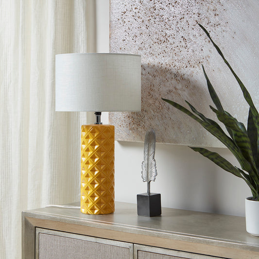 Geometric Ceramic Table Lamp - Yellow