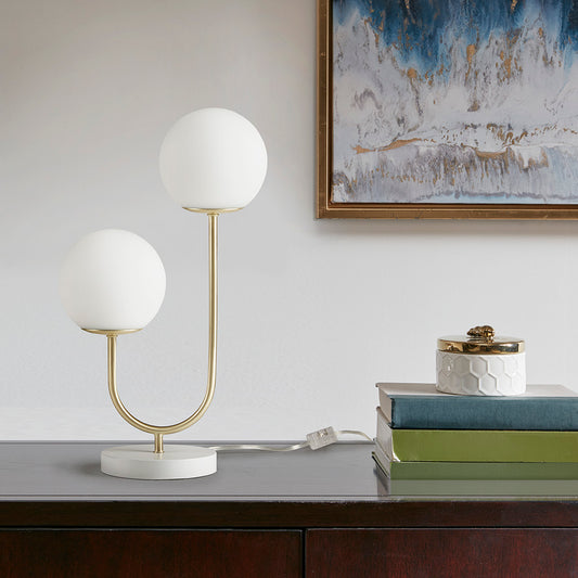 Dual Globe Table Lamp with White Base
