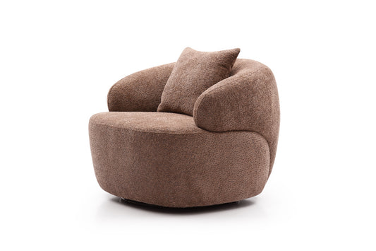 Silas Collection Bouclé  Swivel Chair, Brown
