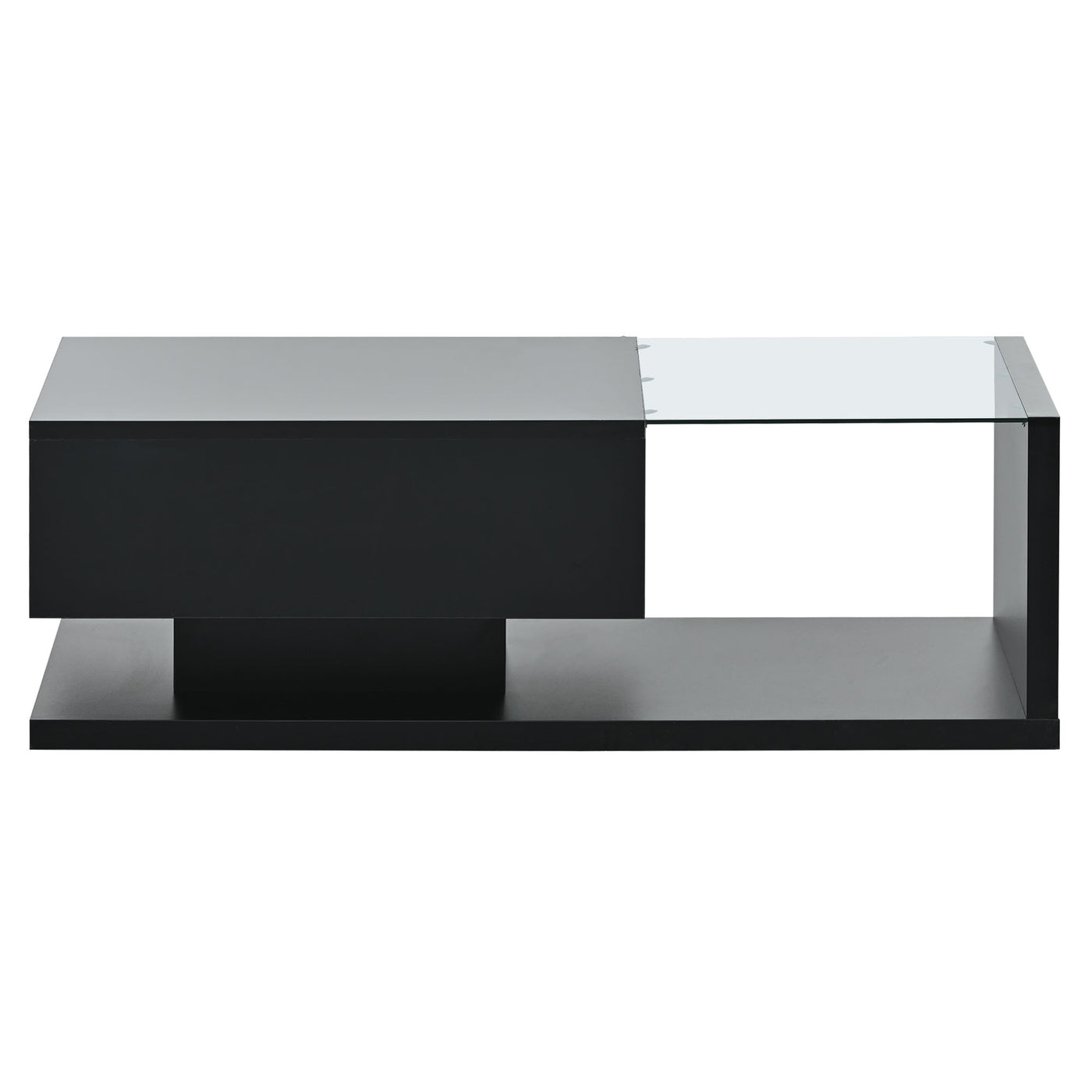 Akon Modern High Gloss Coffee Table with Glass Top - Black