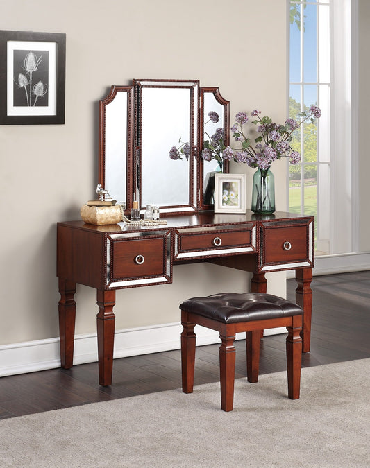 Majestic Contemporary 3PC Vanity Set - Cherry & Mirror