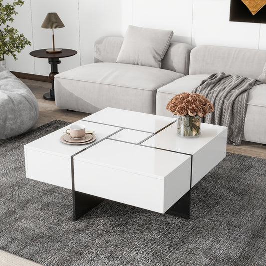 Maddison Modern High Gloss Extendable Coffee Table - White