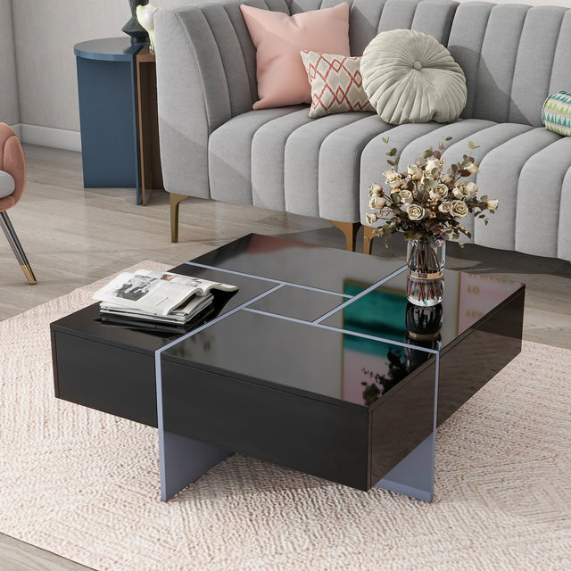 Maddison Modern High Gloss Extendable Coffee Table - Black