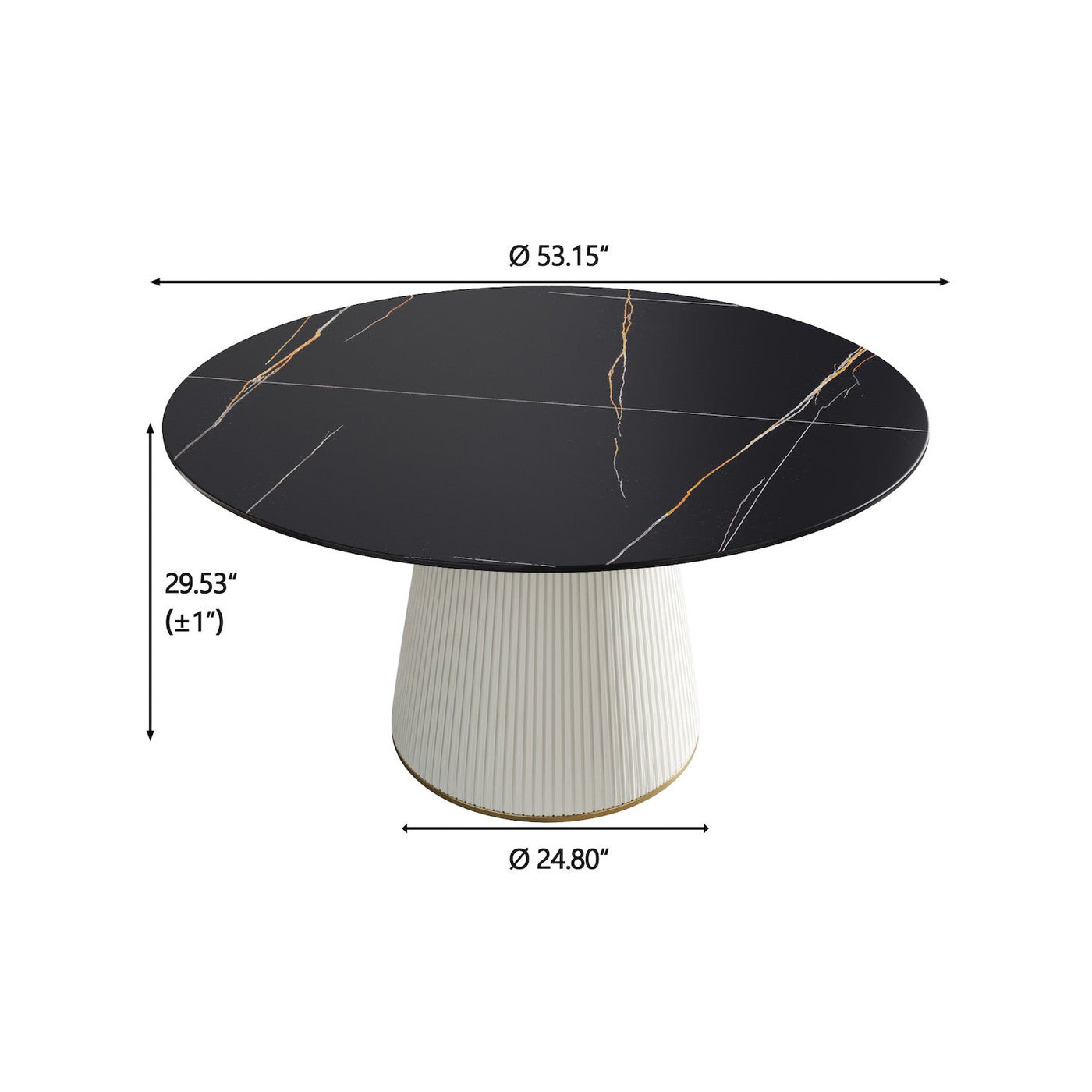 Atunus Modern 53" Sintered Stone Dining Table - Black & White