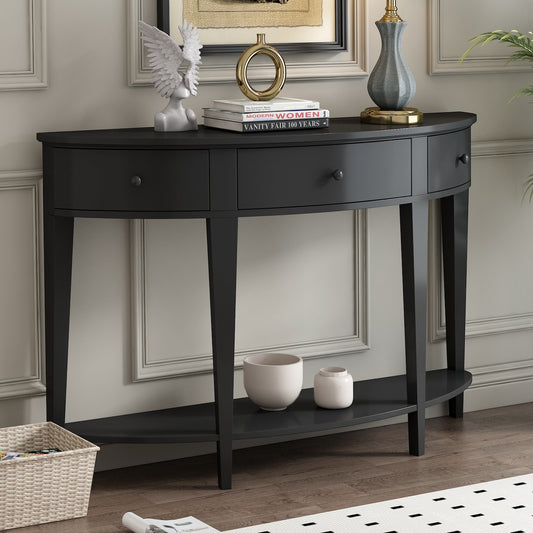 Echo Modern Half-Moon Console Table - Black