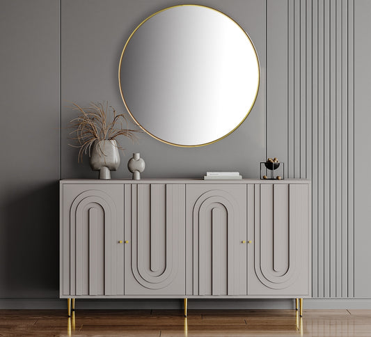 Maddison Modern Gray Lacquered 4-Door Cabinet